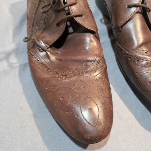 Ted Baker London Vineey Burgundy Derby Wingtip Men Oxford Leather Shoes Size 10 - Picture 4 of 11